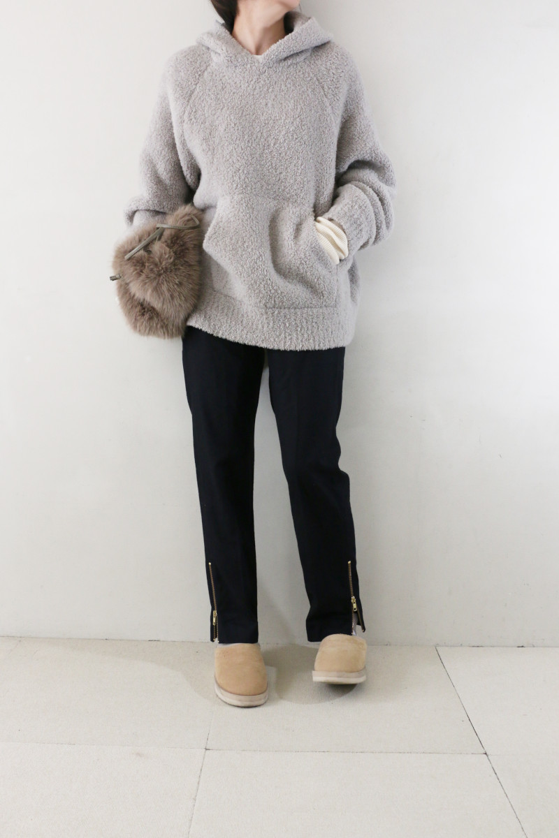 ムートンライクフーディコーデアイチャッチ