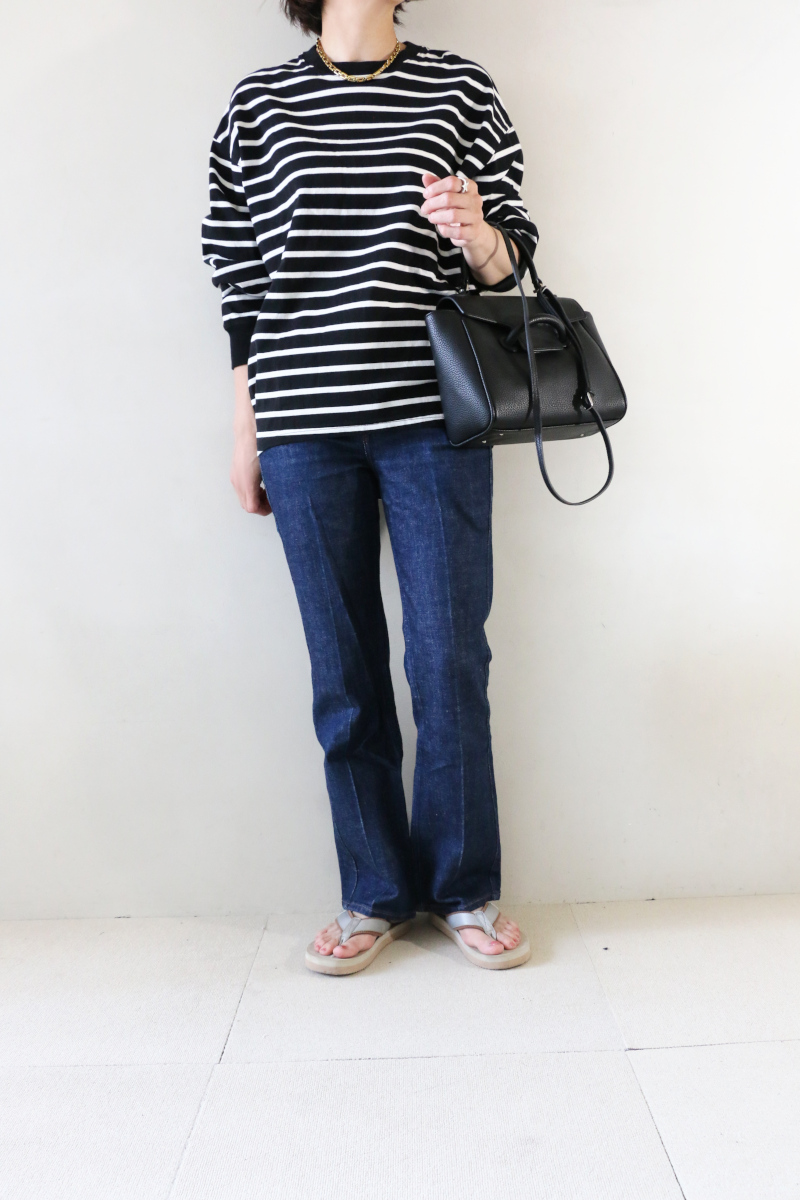 ロングスリーブボーダー×デニムコーデ