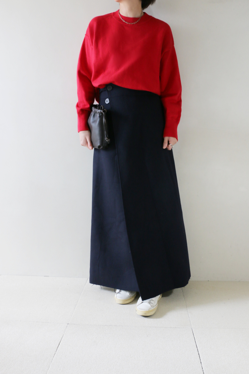 赤ニット×マキシスカートコーデ4
