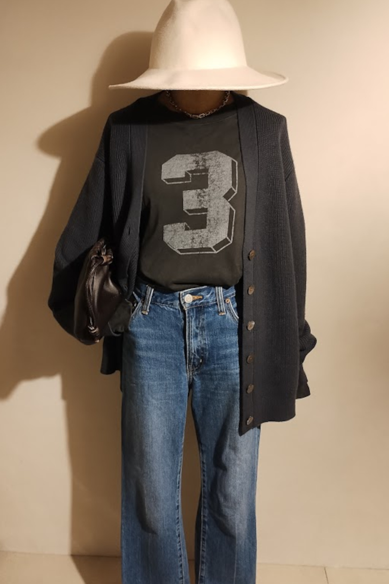 IENAカーディガン×AP STUDIOロングスリーブカットソーコーデ7