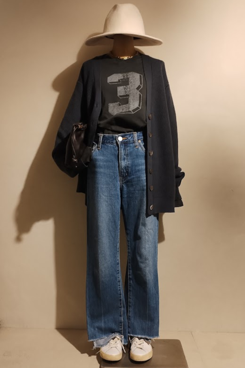 IENAカーディガン×AP STUDIOロングスリーブカットソーコーデ12