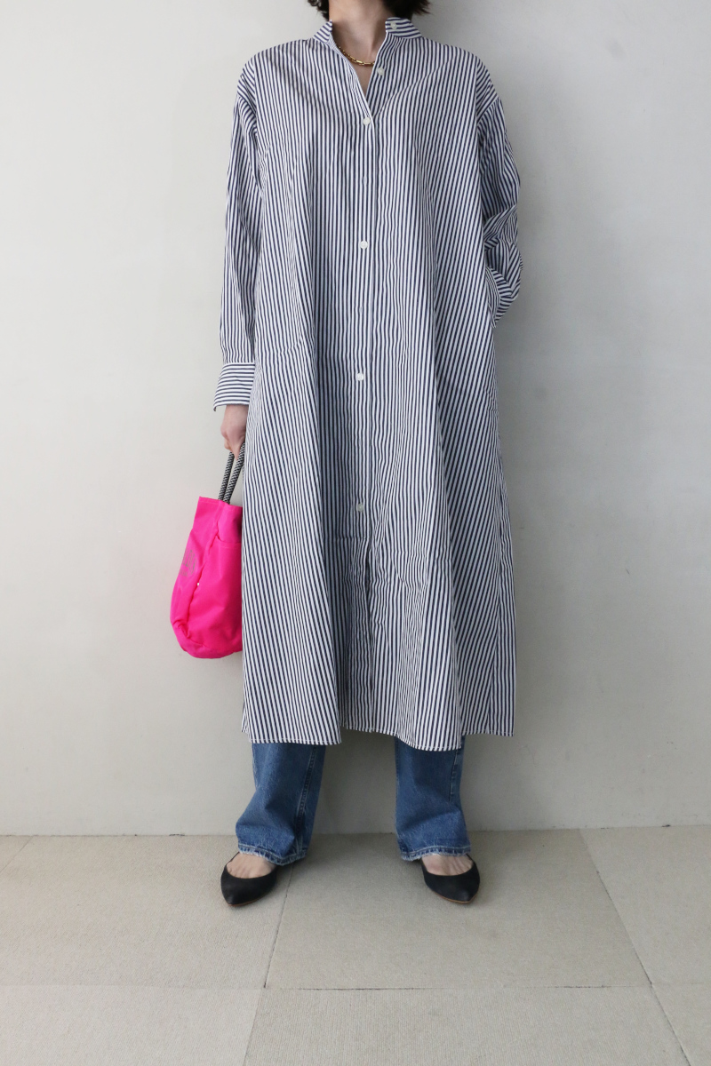 バンドカラーシャツワンピース
