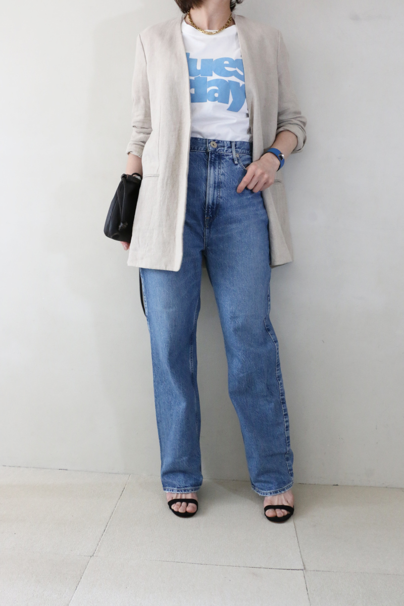 plageリネンジャケットコーデ