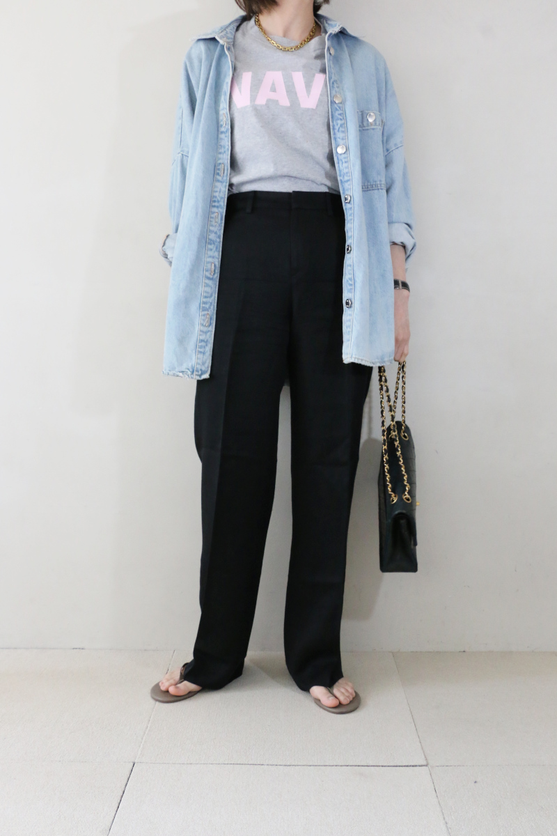 ripped オーバーサイズ デニムジャケット×Tシャツコーデアイキャッチ