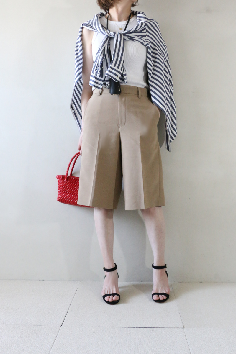 MUSE de Deuxieme Classeワイヤーウォッシュ シャツ×IENAハーフパンツ2